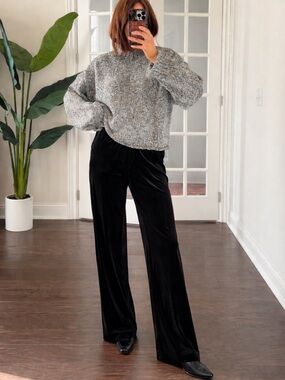 Ann Taylor Wide Leg High Rise Silk Blend Velvet Pants Size 10 Quiet Luxury Event